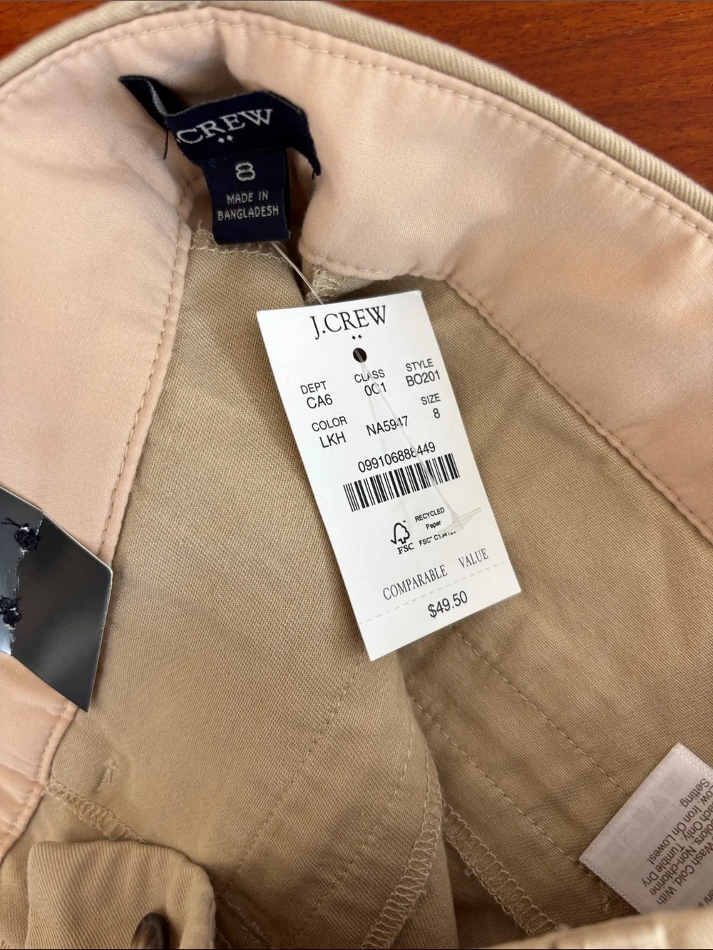 J. Crew women’s Chino Shorts in Beige